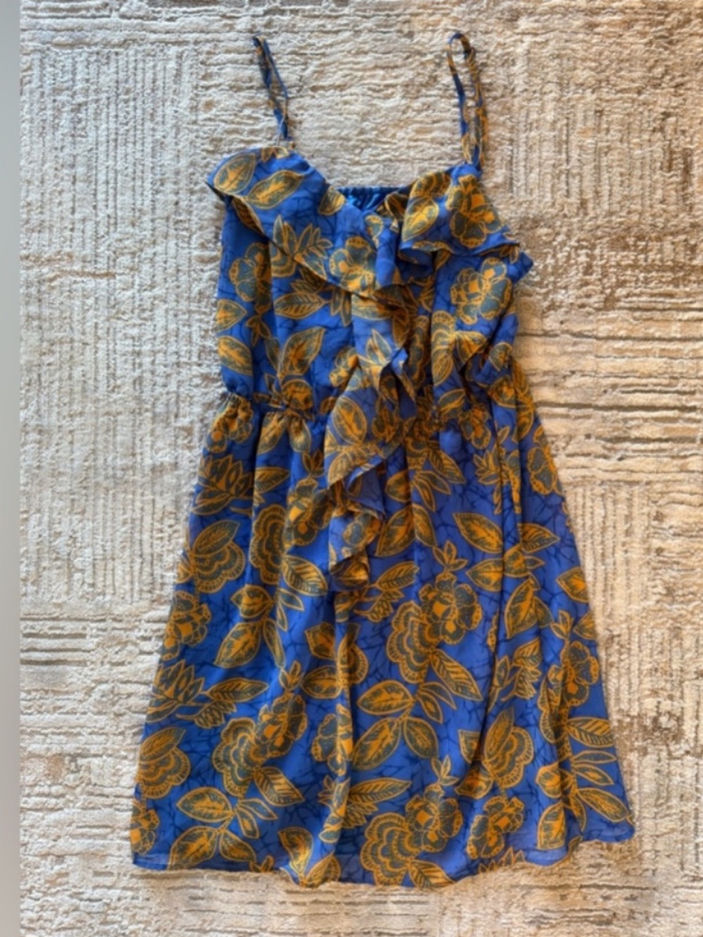 Forever 21 Blue Sundress with Mustard Floral Print
